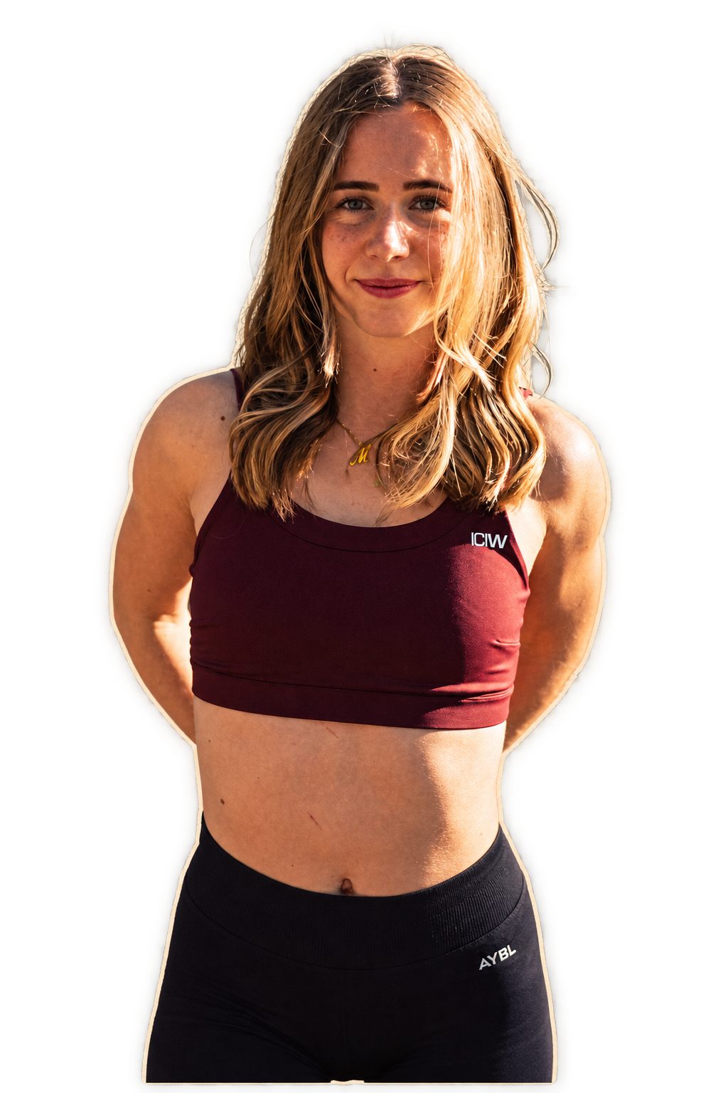 Marlene Schröer in Sportkleidung vor der Studioaufnahme